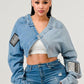 Denim Patched X-Contrast Top - Leur Beau Monde Boutique