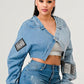 Denim Patched X-Contrast Top - Leur Beau Monde Boutique