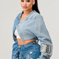 Denim Patched X-Contrast Top - Leur Beau Monde Boutique