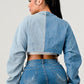 Denim Patched X-Contrast Top - Leur Beau Monde Boutique