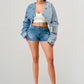 Denim Patched X-Contrast Top - Leur Beau Monde Boutique