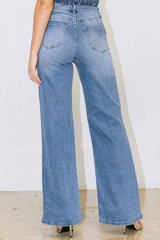 Distressed Wide Fit Jeans - Leur Beau Monde Boutique