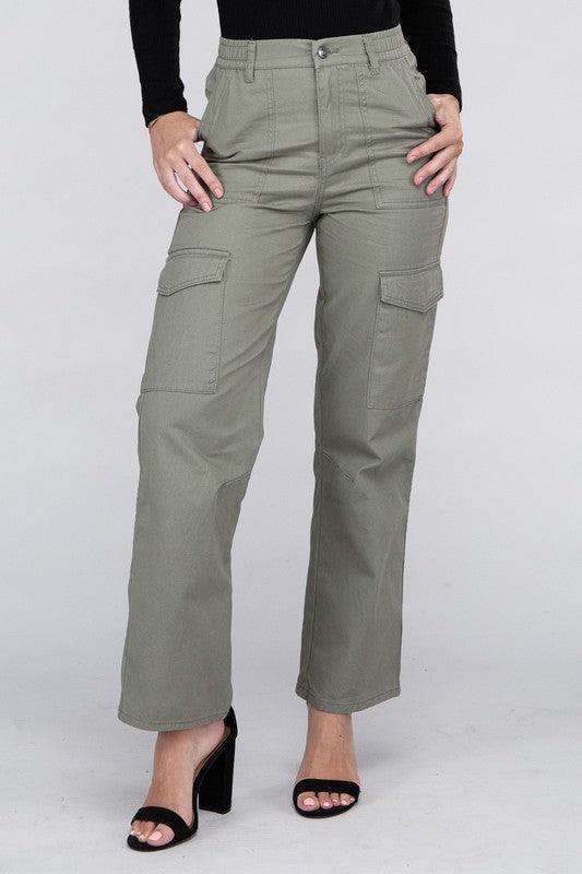 Everyday Wear Elastic-Waist Cargo Pants - Leur Beau Monde Boutique