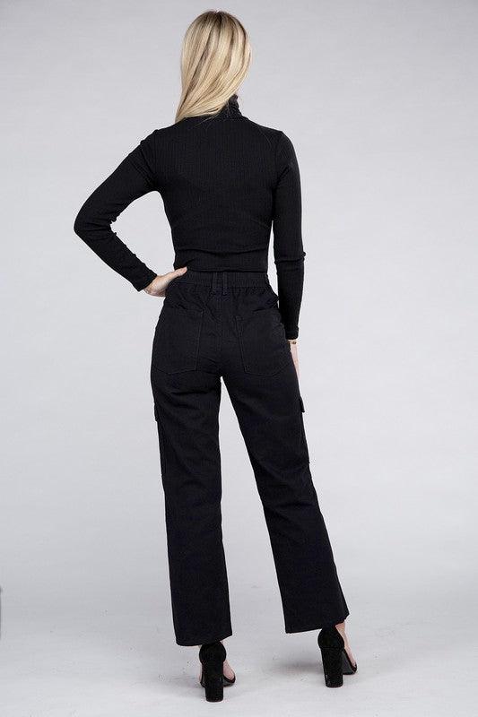 Everyday Wear Elastic-Waist Cargo Pants - Leur Beau Monde Boutique