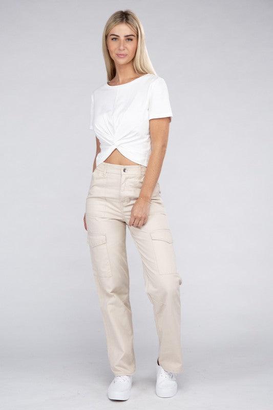 Everyday Wear Elastic-Waist Cargo Pants - Leur Beau Monde Boutique