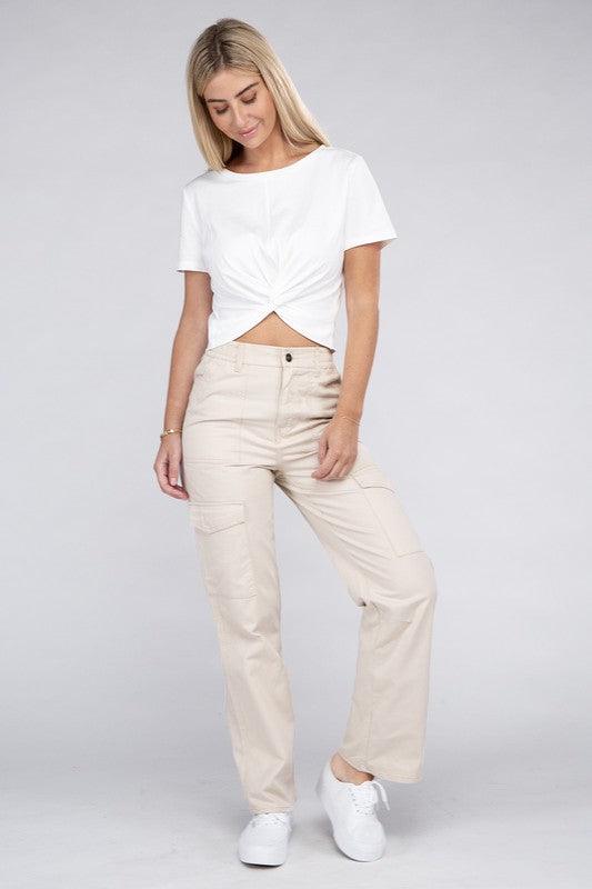 Everyday Wear Elastic-Waist Cargo Pants - Leur Beau Monde Boutique