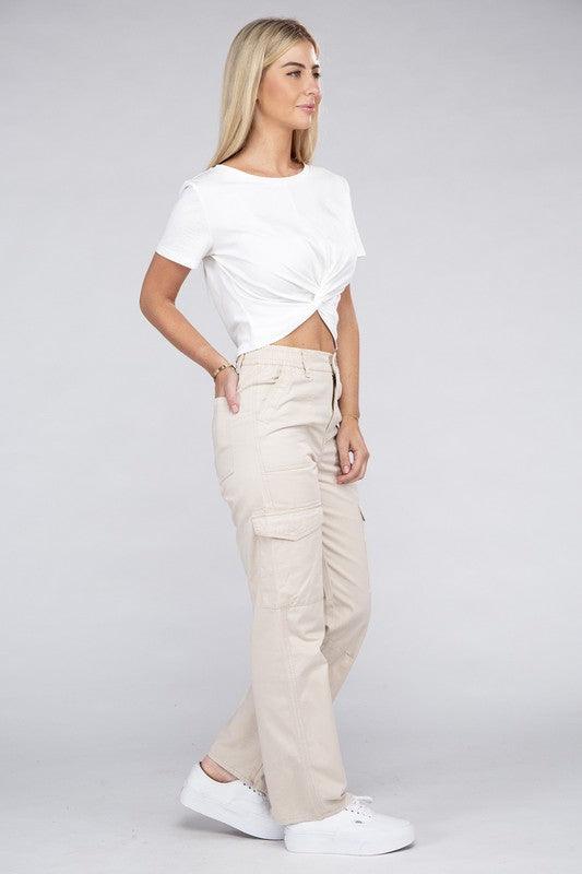 Everyday Wear Elastic-Waist Cargo Pants - Leur Beau Monde Boutique