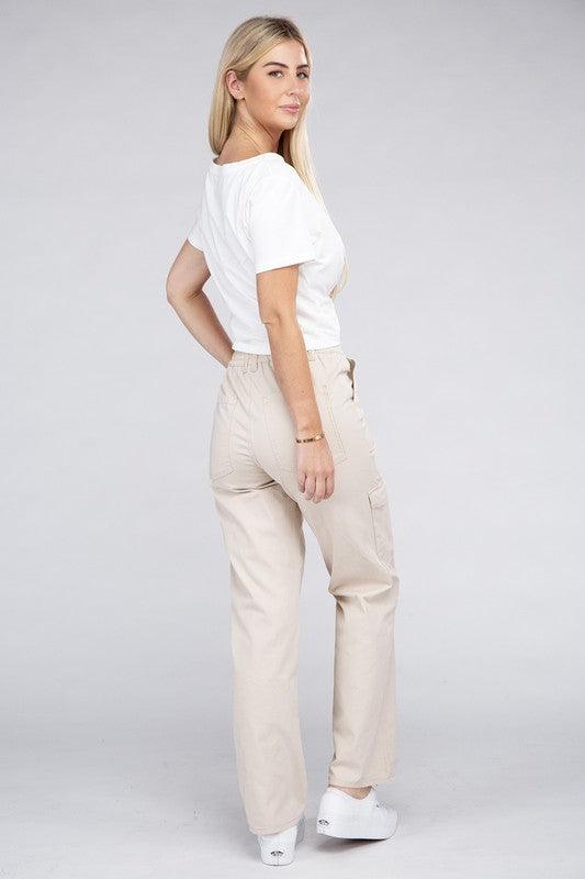 Everyday Wear Elastic-Waist Cargo Pants - Leur Beau Monde Boutique