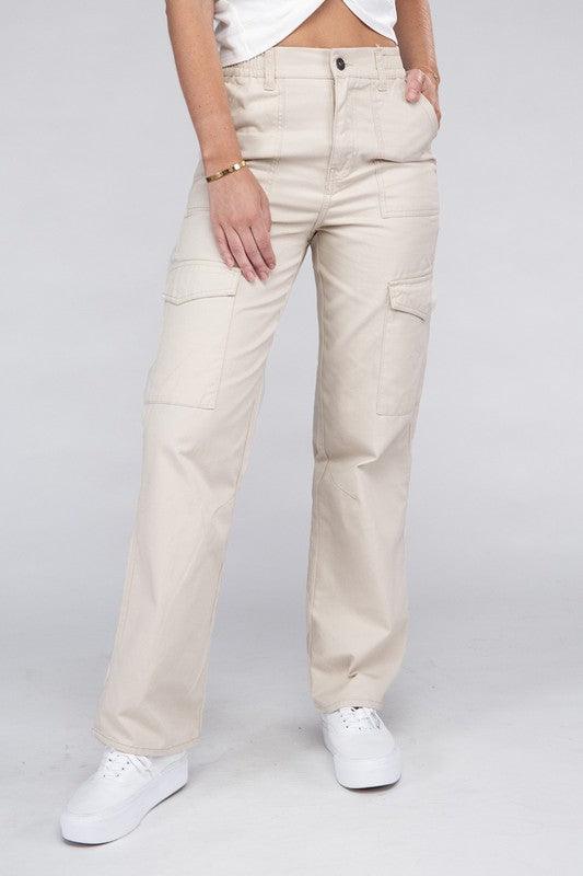 Everyday Wear Elastic-Waist Cargo Pants - Leur Beau Monde Boutique