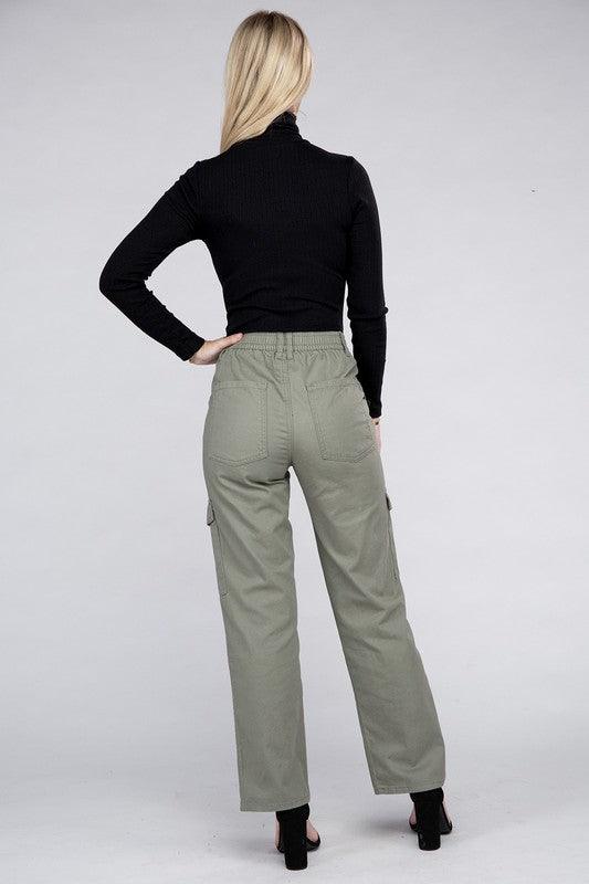 Everyday Wear Elastic-Waist Cargo Pants - Leur Beau Monde Boutique