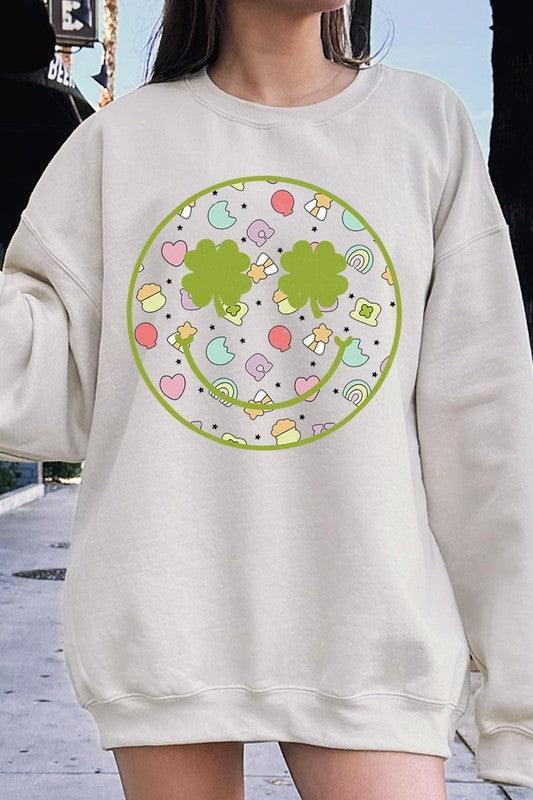 Face St Patricks Day Graphic Fleece Sweatshirts - Leur Beau Monde Boutique