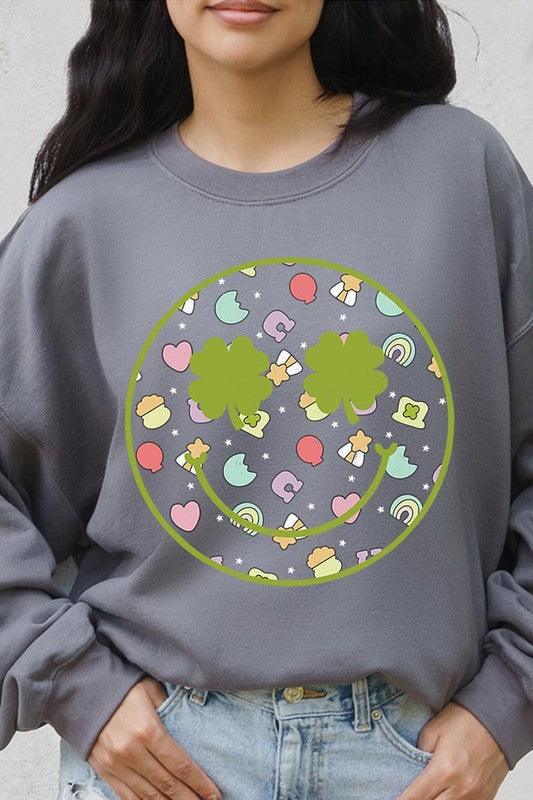 Face St Patricks Day Graphic Fleece Sweatshirts - Leur Beau Monde Boutique