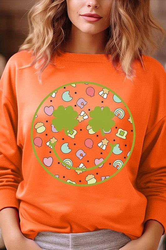 Face St Patricks Day Graphic Fleece Sweatshirts - Leur Beau Monde Boutique