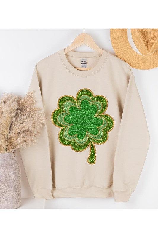 Four Leaf Clovers Graphic Fleece Sweatshirts. - Leur Beau Monde Boutique