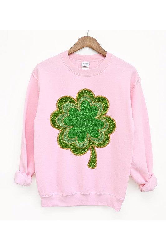 Four Leaf Clovers Graphic Fleece Sweatshirts. - Leur Beau Monde Boutique