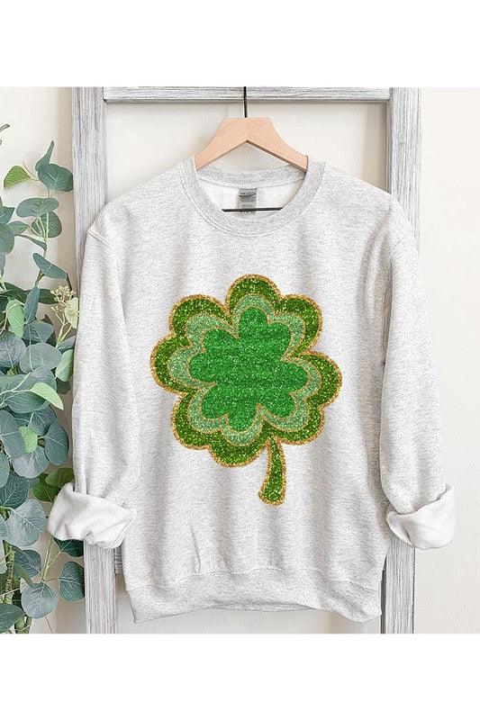 Four Leaf Clovers Graphic Fleece Sweatshirts. - Leur Beau Monde Boutique