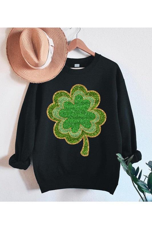 Four Leaf Clovers Graphic Fleece Sweatshirts. - Leur Beau Monde Boutique