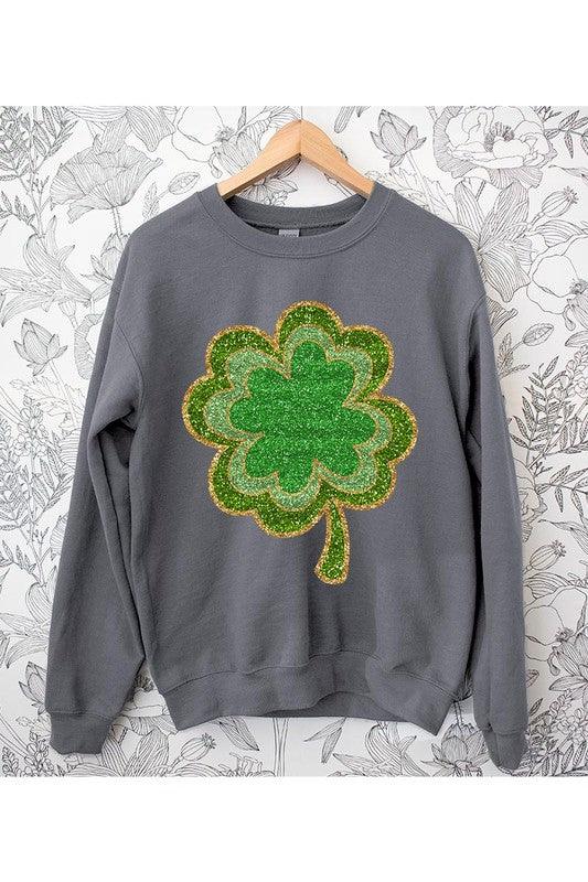 Four Leaf Clovers Graphic Fleece Sweatshirts. - Leur Beau Monde Boutique