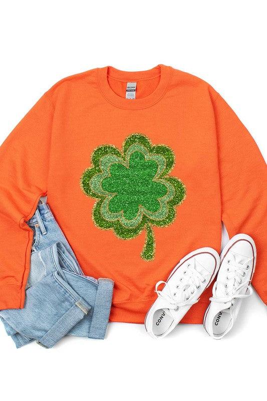 Four Leaf Clovers Graphic Fleece Sweatshirts. - Leur Beau Monde Boutique