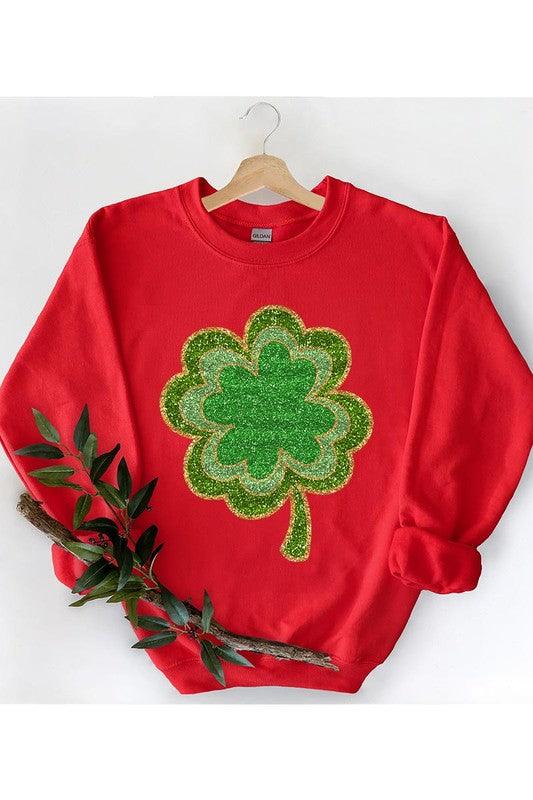 Four Leaf Clovers Graphic Fleece Sweatshirts. - Leur Beau Monde Boutique