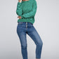 French Terry Acid Wash Boat Neck Pullover - Leur Beau Monde Boutique