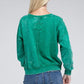 French Terry Acid Wash Boat Neck Pullover - Leur Beau Monde Boutique