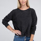 French Terry Acid Wash Boat Neck Pullover - Leur Beau Monde Boutique