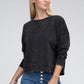 French Terry Acid Wash Boat Neck Pullover - Leur Beau Monde Boutique