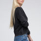 French Terry Acid Wash Boat Neck Pullover - Leur Beau Monde Boutique