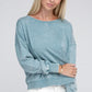 French Terry Acid Wash Boat Neck Pullover - Leur Beau Monde Boutique