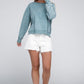 French Terry Acid Wash Boat Neck Pullover - Leur Beau Monde Boutique