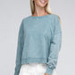 French Terry Acid Wash Boat Neck Pullover - Leur Beau Monde Boutique