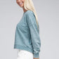 French Terry Acid Wash Boat Neck Pullover - Leur Beau Monde Boutique