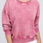 French Terry Acid Wash Boat Neck Pullover - Leur Beau Monde Boutique