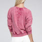 French Terry Acid Wash Boat Neck Pullover - Leur Beau Monde Boutique