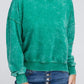 French Terry Acid Wash Boat Neck Pullover - Leur Beau Monde Boutique