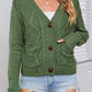 Green Pocket Button Cable Cropped Sweater Cardigan - Leur Beau Monde Boutique