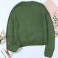 Green Pocket Button Cable Cropped Sweater Cardigan - Leur Beau Monde Boutique