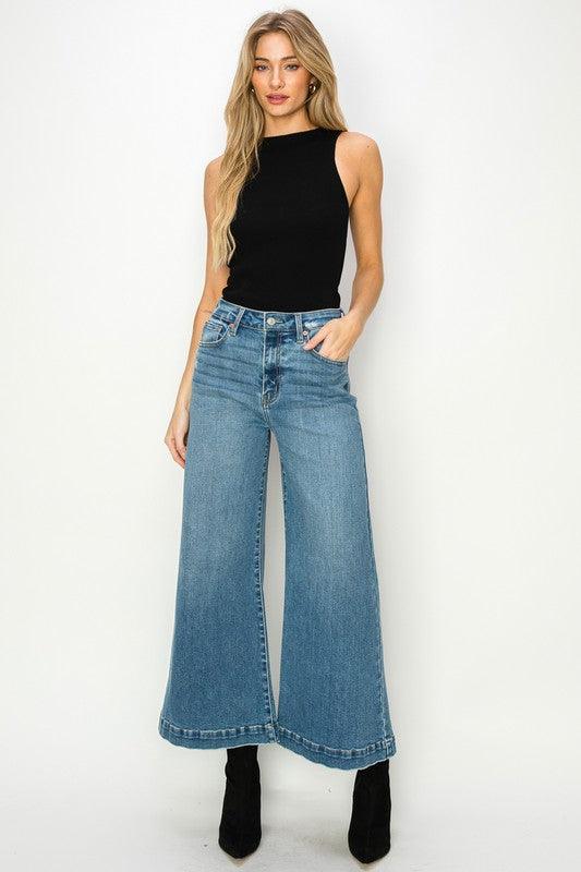 HIGH RISE CROP PALAZZO JEANS - Leur Beau Monde Boutique