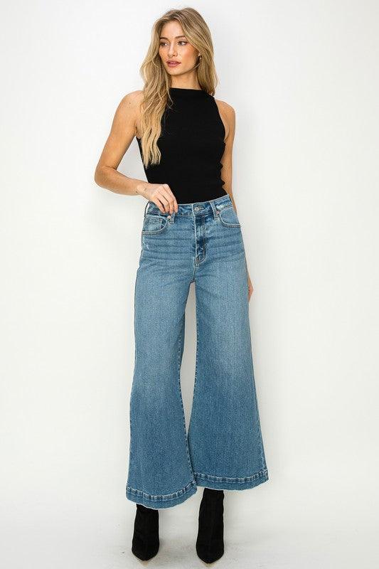 HIGH RISE CROP PALAZZO JEANS - Leur Beau Monde Boutique