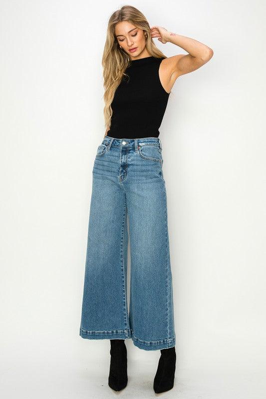 HIGH RISE CROP PALAZZO JEANS - Leur Beau Monde Boutique