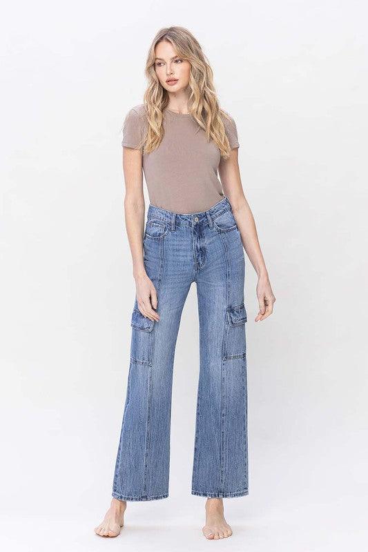 High Rise Dad Cargo Jeans - Leur Beau Monde Boutique