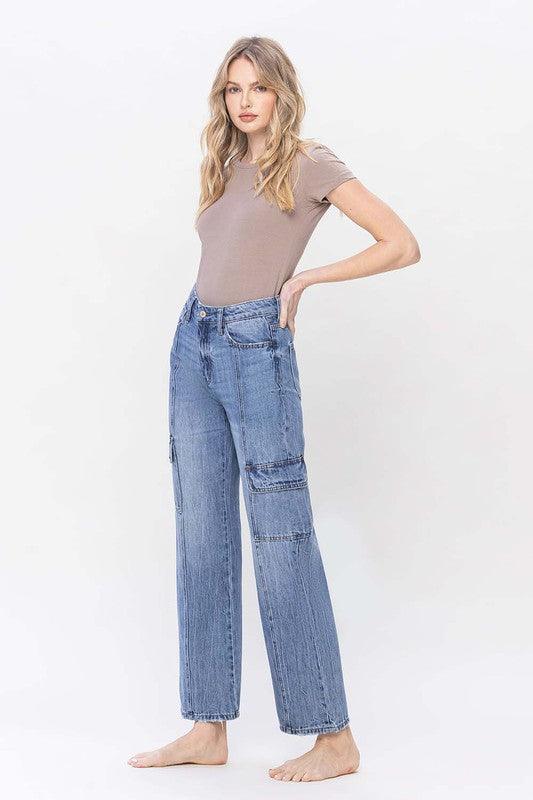 High Rise Dad Cargo Jeans - Leur Beau Monde Boutique