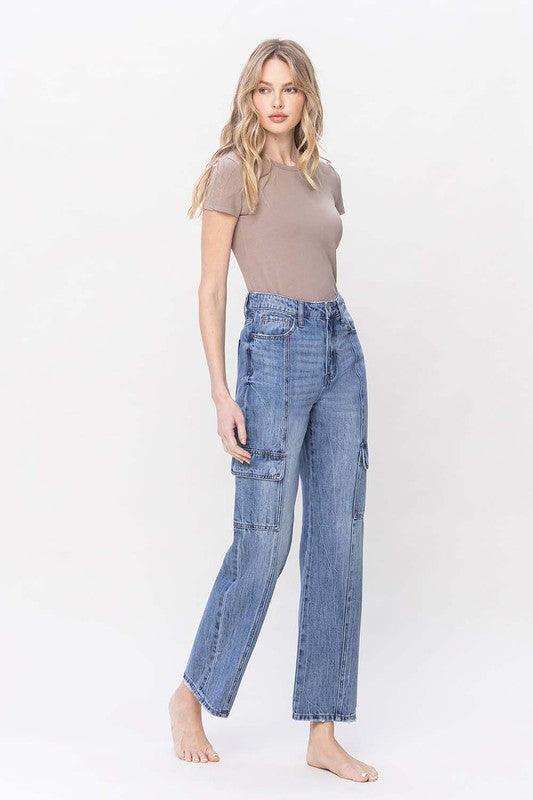 High Rise Dad Cargo Jeans - Leur Beau Monde Boutique