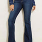 High Rise Flare Jean W Faded Wash Hem Detail - Leur Beau Monde Boutique