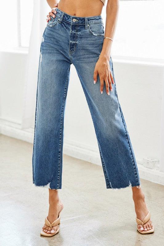 High Rise Slim Wide Leg Jeans - Leur Beau Monde Boutique