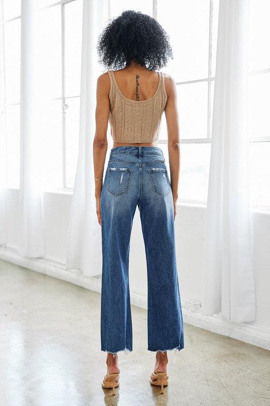 High Rise Slim Wide Leg Jeans - Leur Beau Monde Boutique