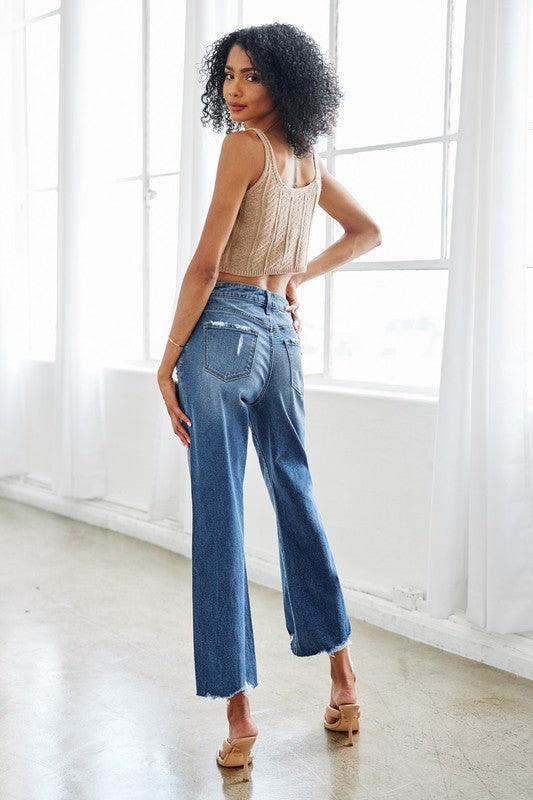 High Rise Slim Wide Leg Jeans - Leur Beau Monde Boutique