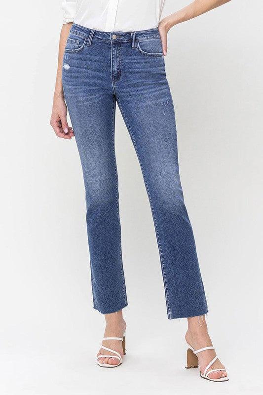 High Rise Straight Jean With Raw Hem - Leur Beau Monde Boutique