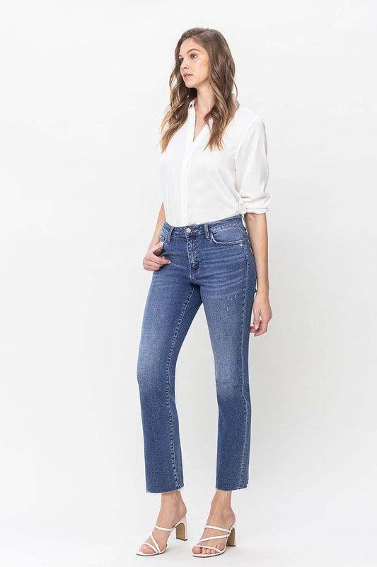 High Rise Straight Jean With Raw Hem - Leur Beau Monde Boutique